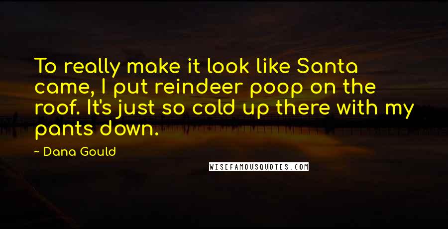 Dana Gould Quotes: To really make it look like Santa came, I put reindeer poop on the roof. It's just so cold up there with my pants down.