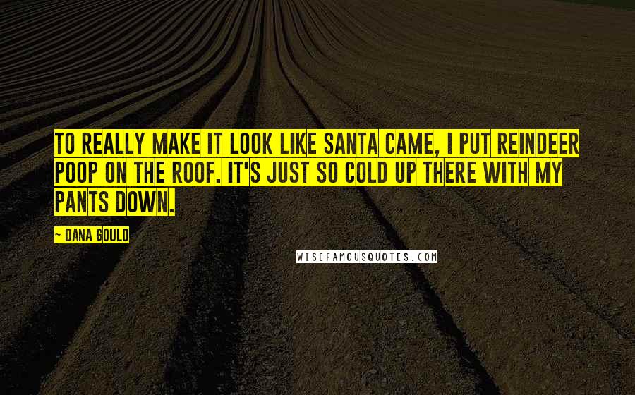 Dana Gould Quotes: To really make it look like Santa came, I put reindeer poop on the roof. It's just so cold up there with my pants down.