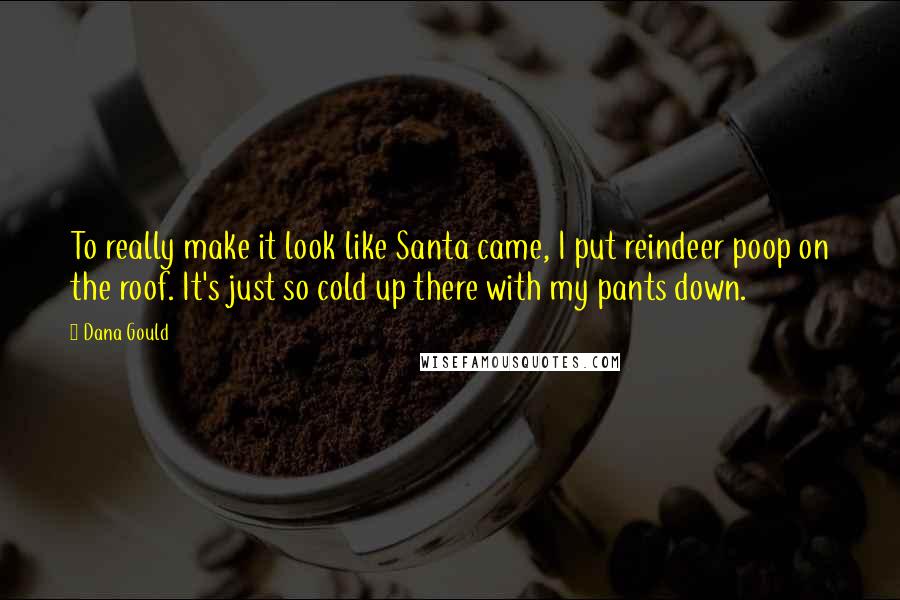 Dana Gould Quotes: To really make it look like Santa came, I put reindeer poop on the roof. It's just so cold up there with my pants down.