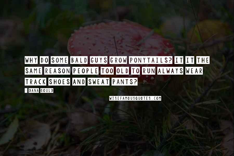 Dana Gould Quotes: Why do some bald guys grow ponytails? It it the same reason people too old to run always wear track shoes and sweat pants?