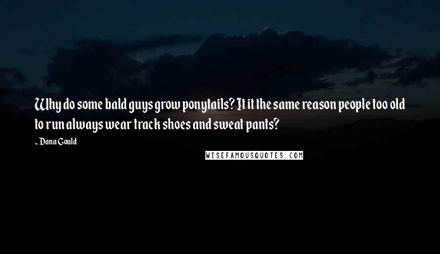 Dana Gould Quotes: Why do some bald guys grow ponytails? It it the same reason people too old to run always wear track shoes and sweat pants?