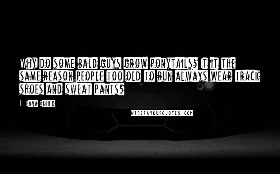 Dana Gould Quotes: Why do some bald guys grow ponytails? It it the same reason people too old to run always wear track shoes and sweat pants?