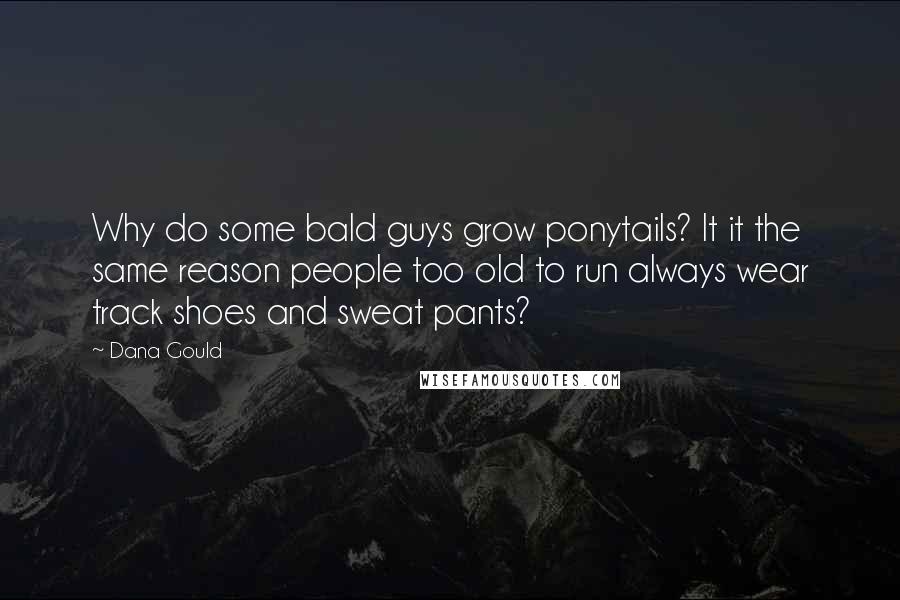 Dana Gould Quotes: Why do some bald guys grow ponytails? It it the same reason people too old to run always wear track shoes and sweat pants?