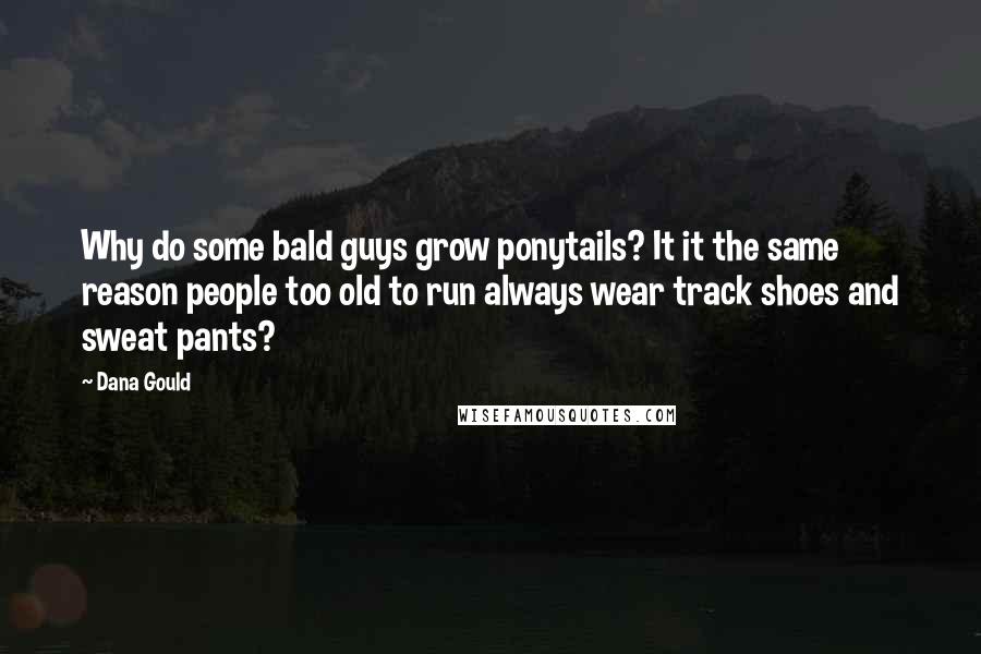 Dana Gould Quotes: Why do some bald guys grow ponytails? It it the same reason people too old to run always wear track shoes and sweat pants?