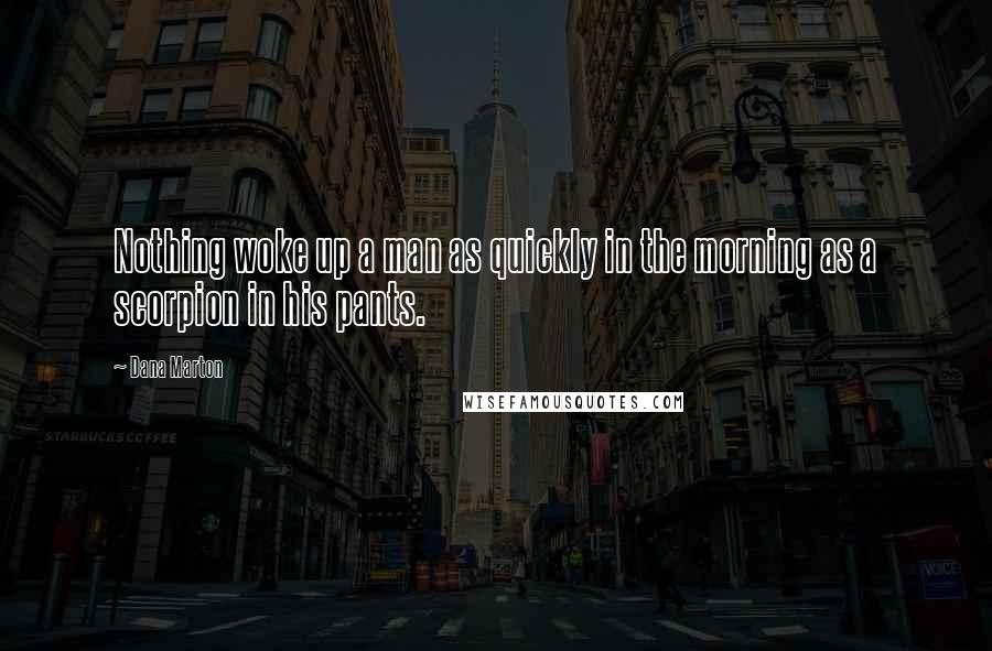 Dana Marton Quotes: Nothing woke up a man as quickly in the morning as a scorpion in his pants.