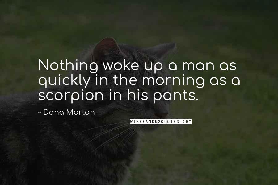 Dana Marton Quotes: Nothing woke up a man as quickly in the morning as a scorpion in his pants.