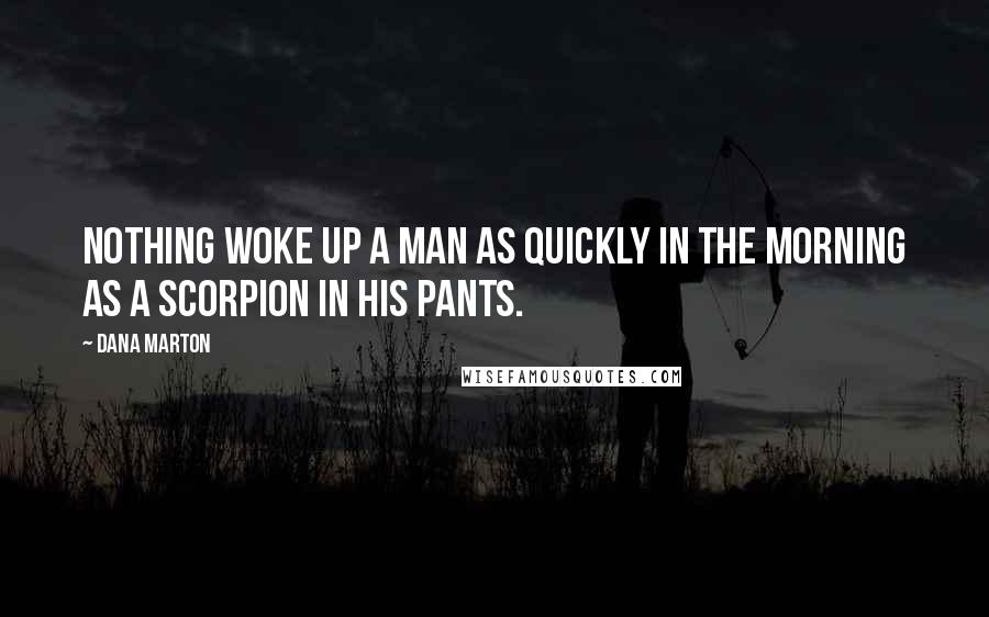 Dana Marton Quotes: Nothing woke up a man as quickly in the morning as a scorpion in his pants.