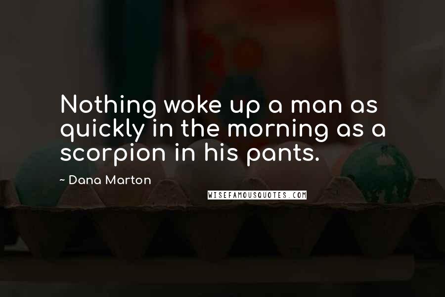 Dana Marton Quotes: Nothing woke up a man as quickly in the morning as a scorpion in his pants.