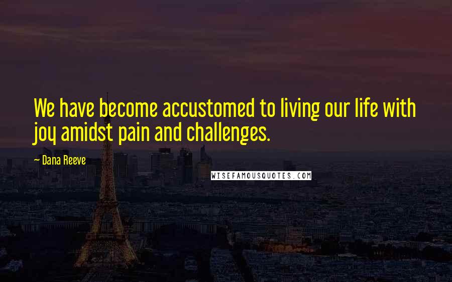 Dana Reeve Quotes: We have become accustomed to living our life with joy amidst pain and challenges.