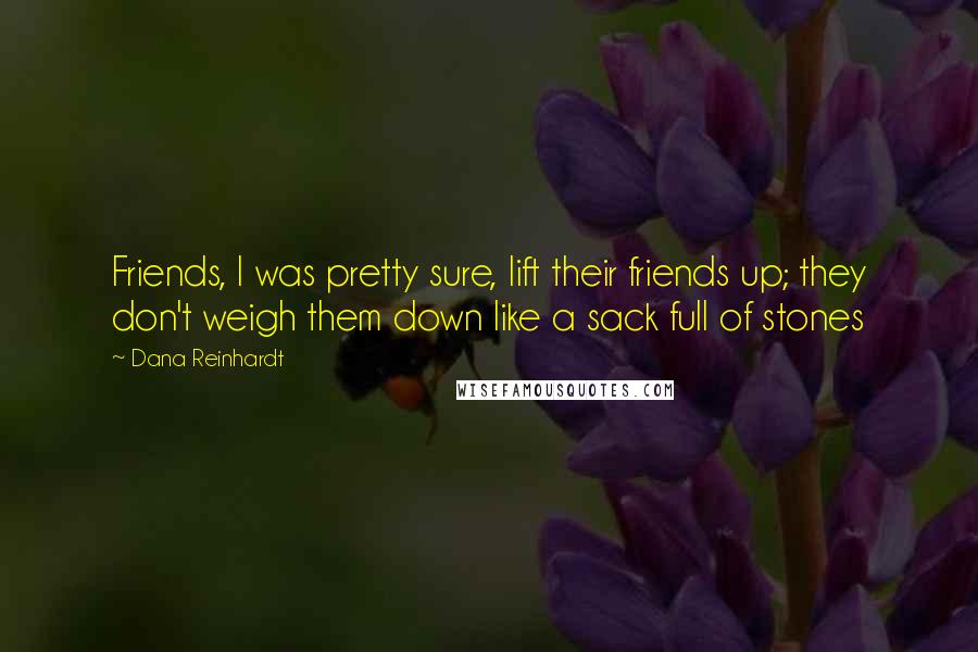 Dana Reinhardt Quotes: Friends, I was pretty sure, lift their friends up; they don't weigh them down like a sack full of stones