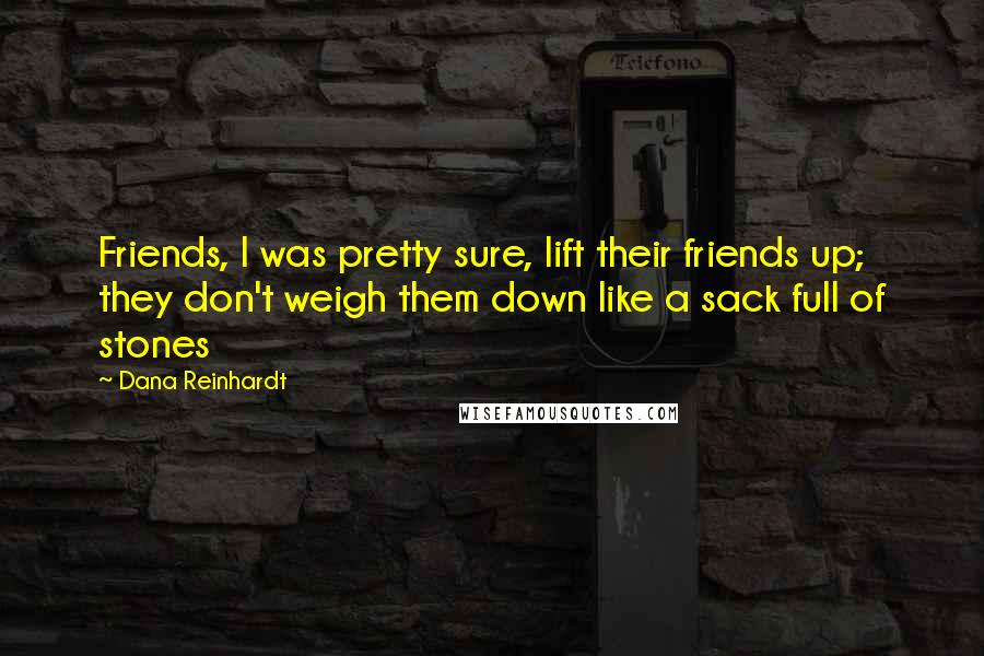 Dana Reinhardt Quotes: Friends, I was pretty sure, lift their friends up; they don't weigh them down like a sack full of stones