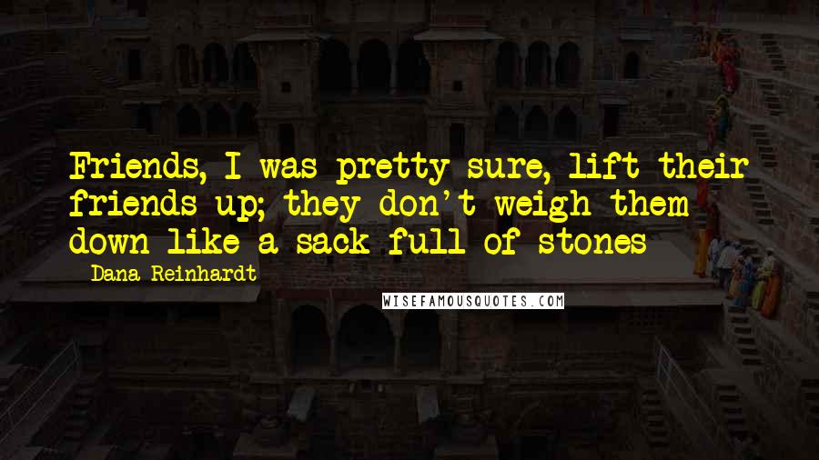 Dana Reinhardt Quotes: Friends, I was pretty sure, lift their friends up; they don't weigh them down like a sack full of stones