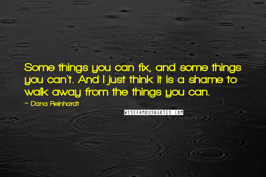 Dana Reinhardt Quotes: Some things you can fix, and some things you can't. And I just think it is a shame to walk away from the things you can.