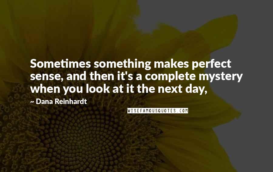 Dana Reinhardt Quotes: Sometimes something makes perfect sense, and then it's a complete mystery when you look at it the next day,