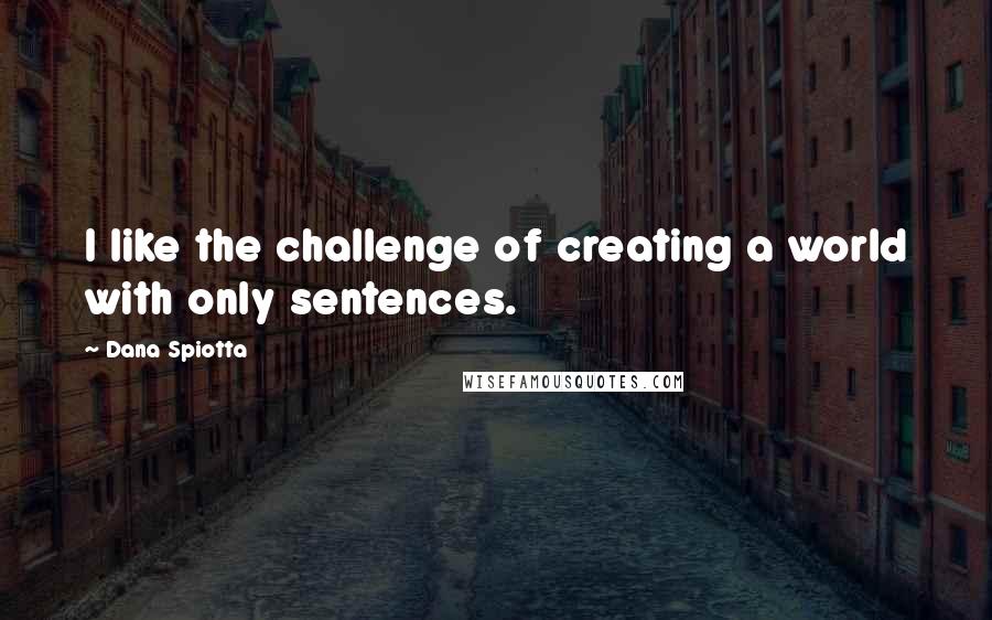 Dana Spiotta Quotes: I like the challenge of creating a world with only sentences.