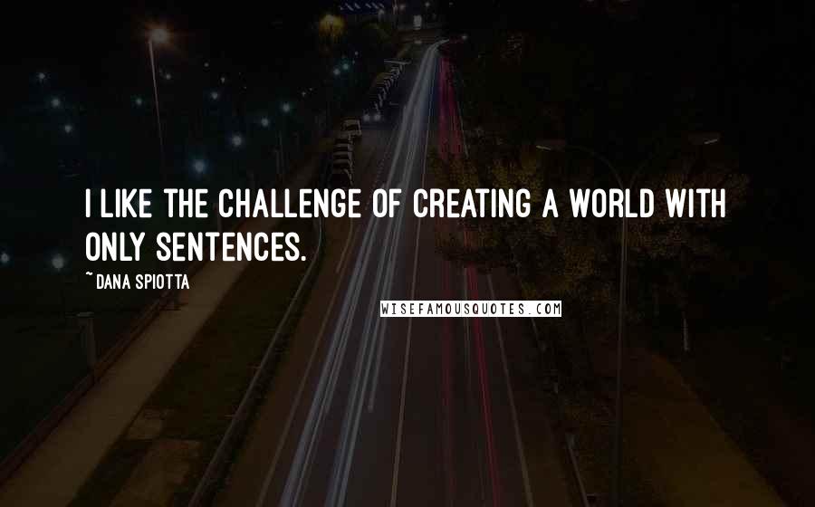 Dana Spiotta Quotes: I like the challenge of creating a world with only sentences.