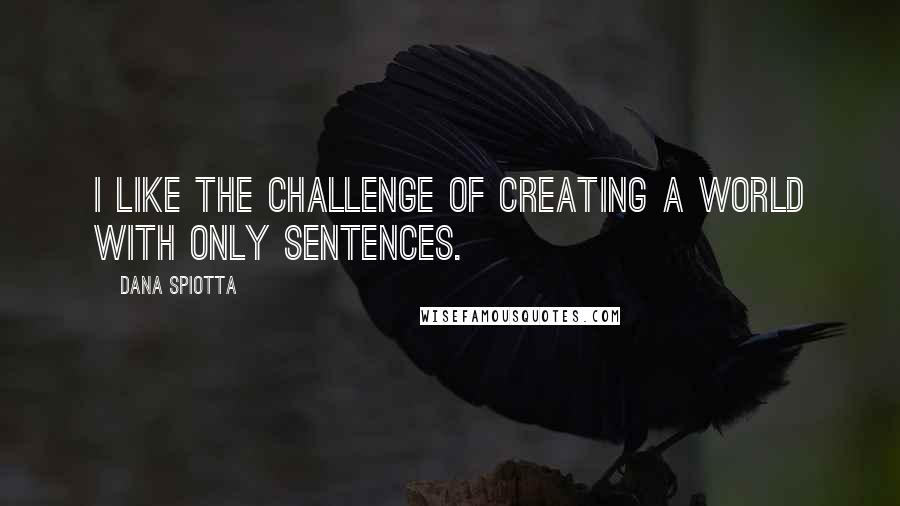 Dana Spiotta Quotes: I like the challenge of creating a world with only sentences.