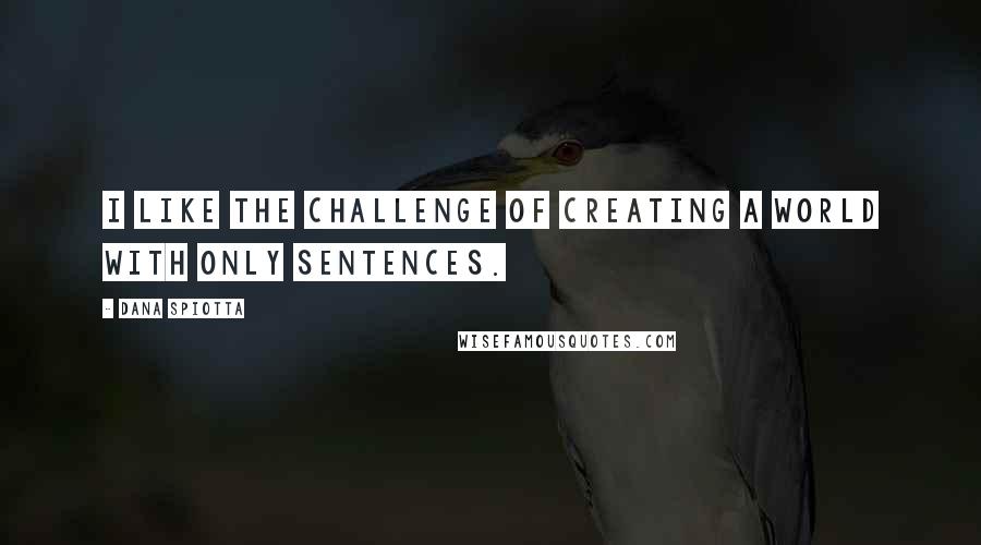 Dana Spiotta Quotes: I like the challenge of creating a world with only sentences.