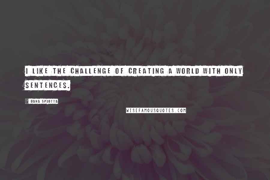 Dana Spiotta Quotes: I like the challenge of creating a world with only sentences.