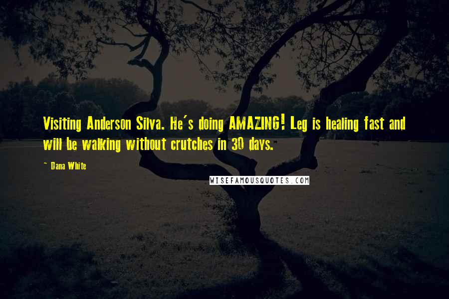 Dana White Quotes: Visiting Anderson Silva. He's doing AMAZING! Leg is healing fast and will be walking without crutches in 30 days.