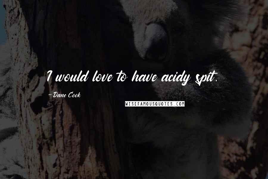 Dane Cook Quotes: I would love to have acidy spit.