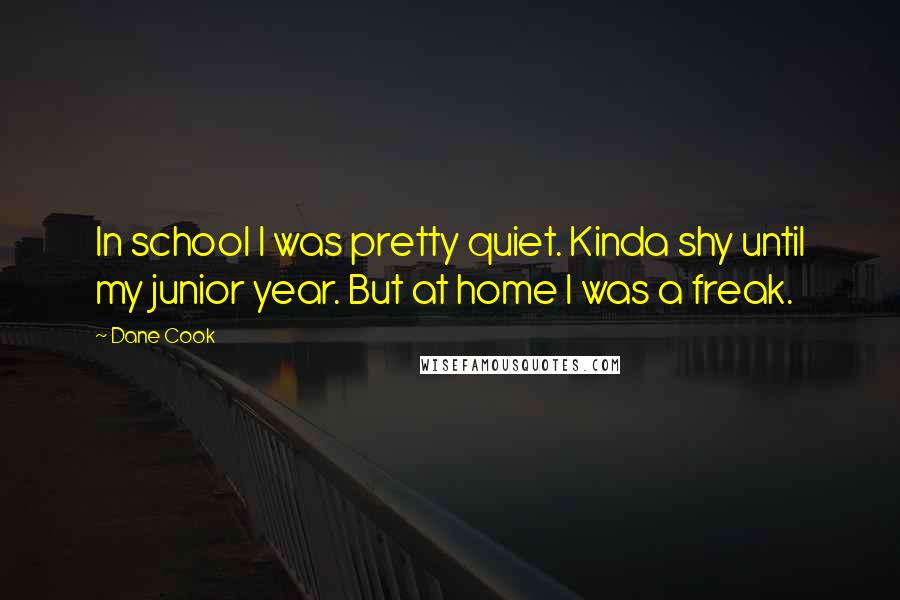 Dane Cook Quotes: In school I was pretty quiet. Kinda shy until my junior year. But at home I was a freak.