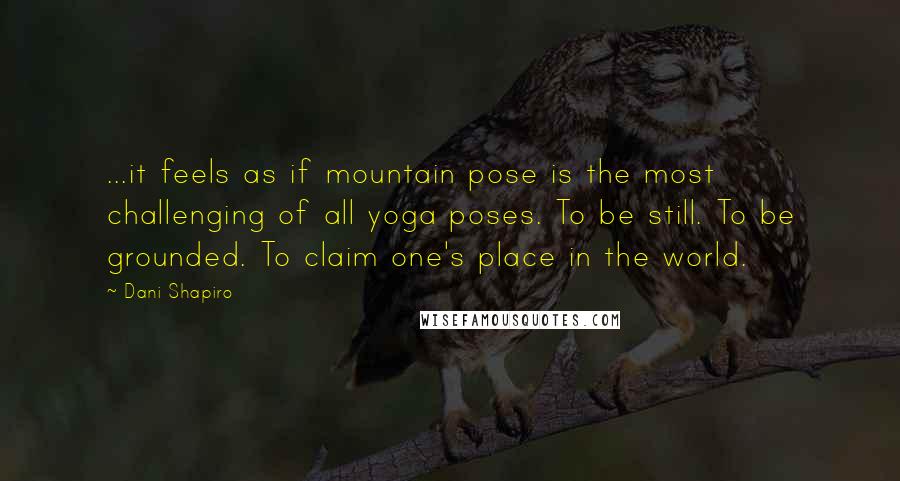 Dani Shapiro Quotes: ...it feels as if mountain pose is the most challenging of all yoga poses. To be still. To be grounded. To claim one's place in the world.