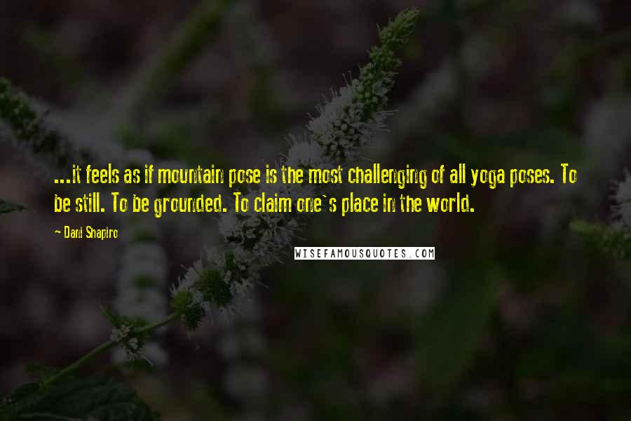 Dani Shapiro Quotes: ...it feels as if mountain pose is the most challenging of all yoga poses. To be still. To be grounded. To claim one's place in the world.