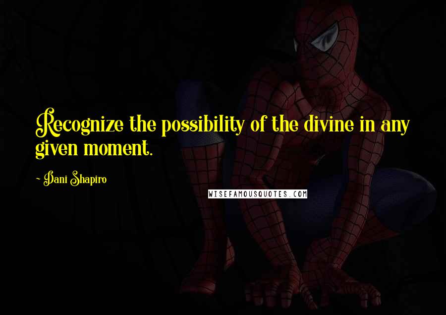 Dani Shapiro Quotes: Recognize the possibility of the divine in any given moment.
