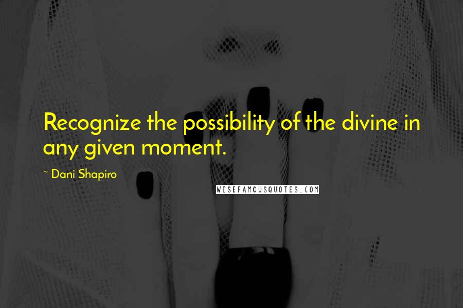 Dani Shapiro Quotes: Recognize the possibility of the divine in any given moment.