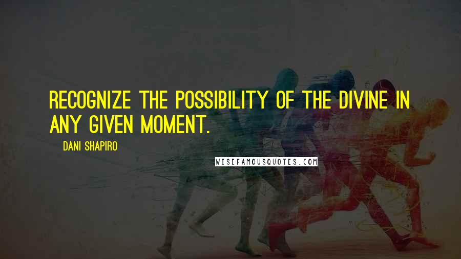 Dani Shapiro Quotes: Recognize the possibility of the divine in any given moment.