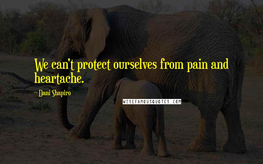 Dani Shapiro Quotes: We can't protect ourselves from pain and heartache.