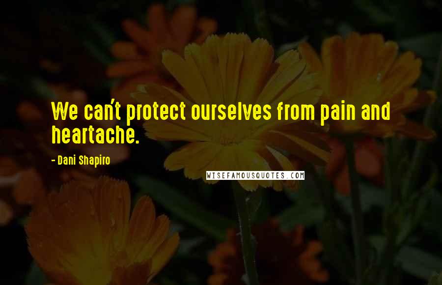 Dani Shapiro Quotes: We can't protect ourselves from pain and heartache.