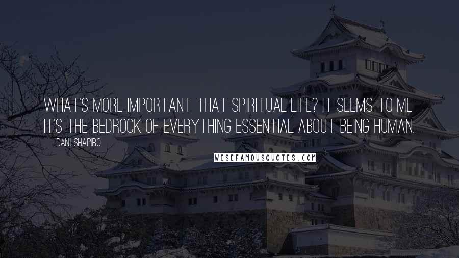 Dani Shapiro Quotes: What's more important that spiritual life? It seems to me it's the bedrock of everything essential about being human.