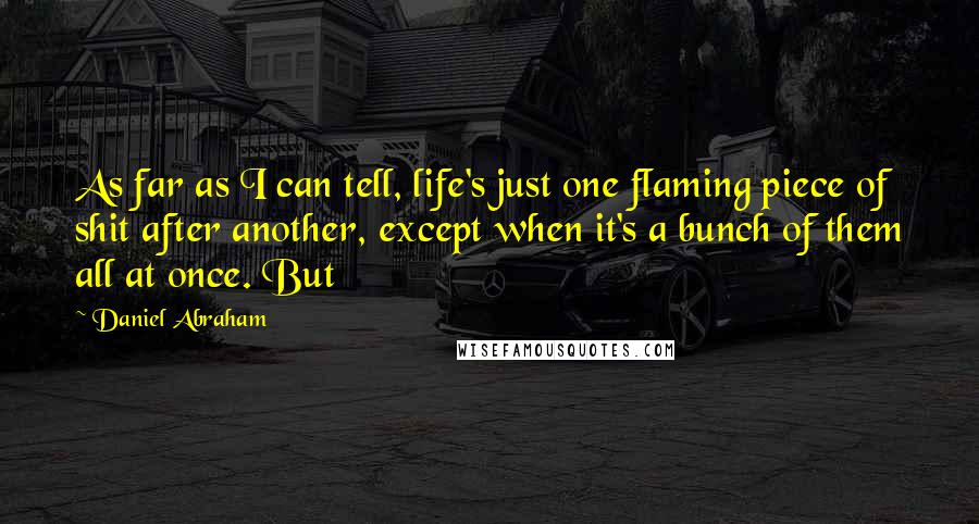 Daniel Abraham Quotes: As far as I can tell, life's just one flaming piece of shit after another, except when it's a bunch of them all at once. But