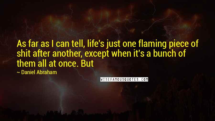 Daniel Abraham Quotes: As far as I can tell, life's just one flaming piece of shit after another, except when it's a bunch of them all at once. But