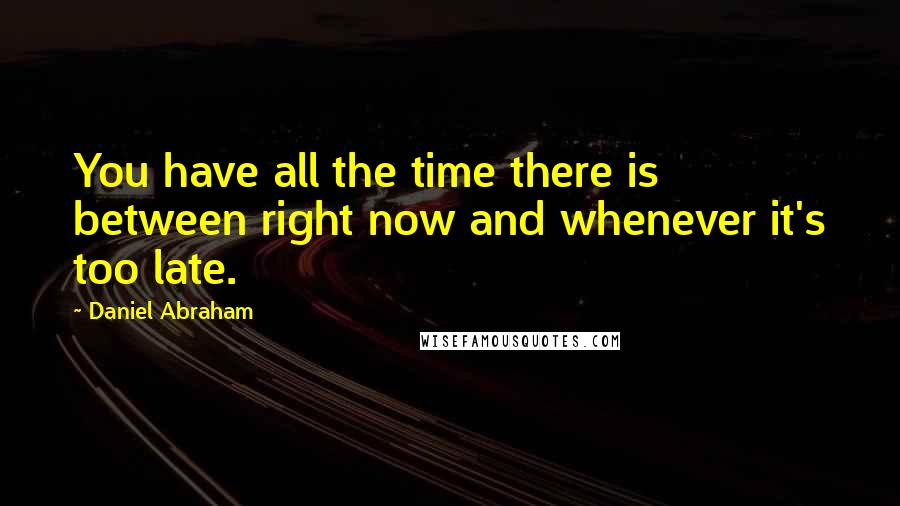 Daniel Abraham Quotes: You have all the time there is between right now and whenever it's too late.