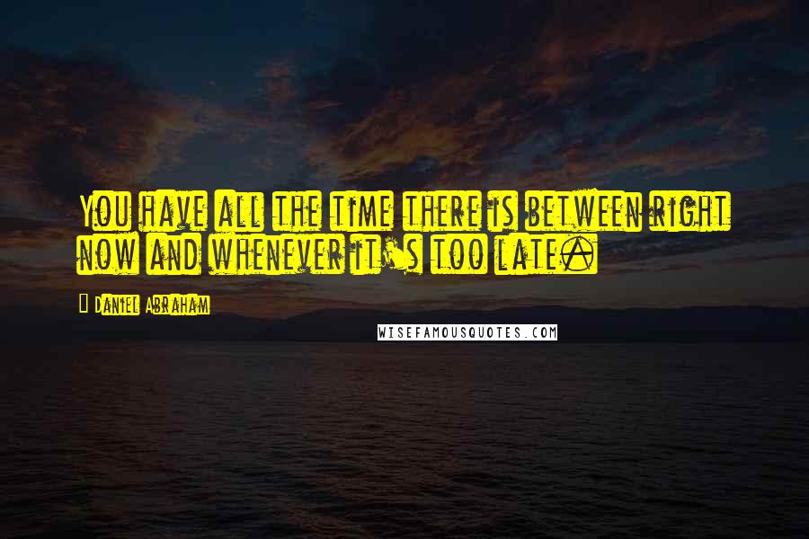 Daniel Abraham Quotes: You have all the time there is between right now and whenever it's too late.