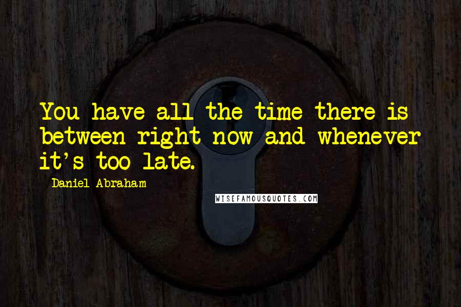 Daniel Abraham Quotes: You have all the time there is between right now and whenever it's too late.