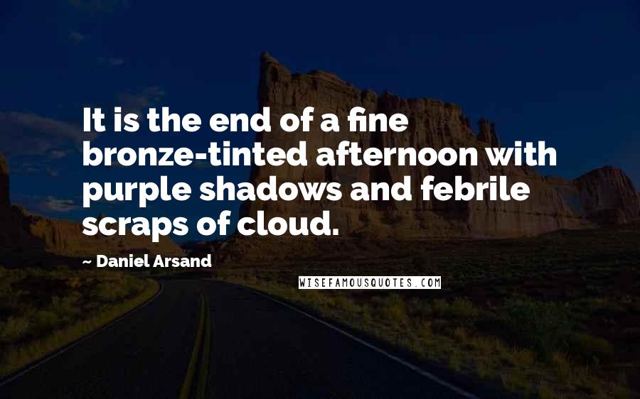 Daniel Arsand Quotes: It is the end of a fine bronze-tinted afternoon with purple shadows and febrile scraps of cloud.