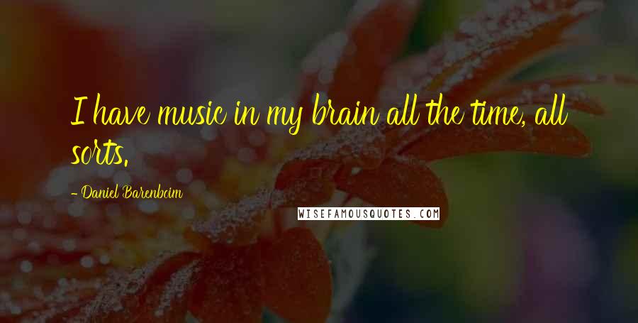 Daniel Barenboim Quotes: I have music in my brain all the time, all sorts.