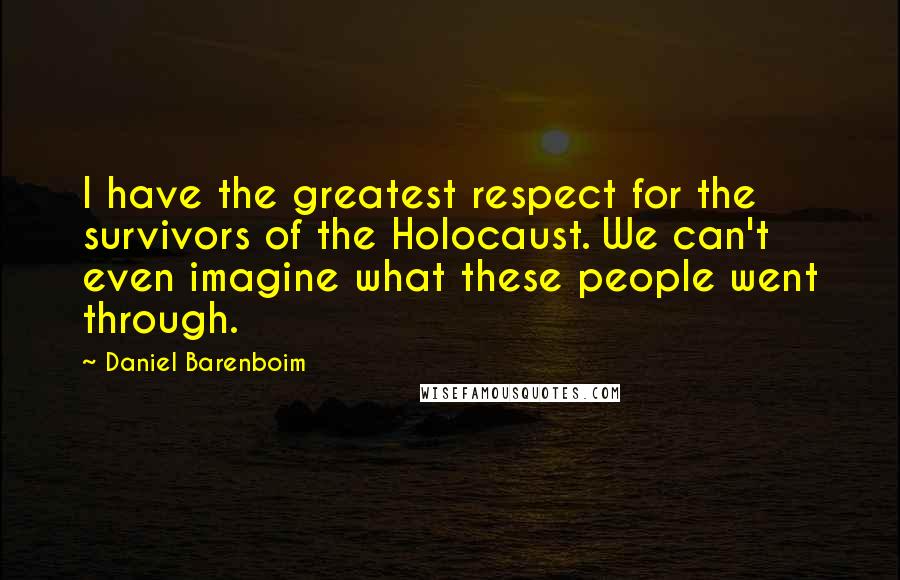 Daniel Barenboim Quotes: I have the greatest respect for the survivors of the Holocaust. We can't even imagine what these people went through.