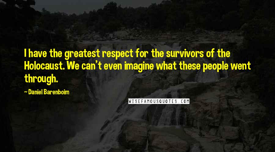 Daniel Barenboim Quotes: I have the greatest respect for the survivors of the Holocaust. We can't even imagine what these people went through.