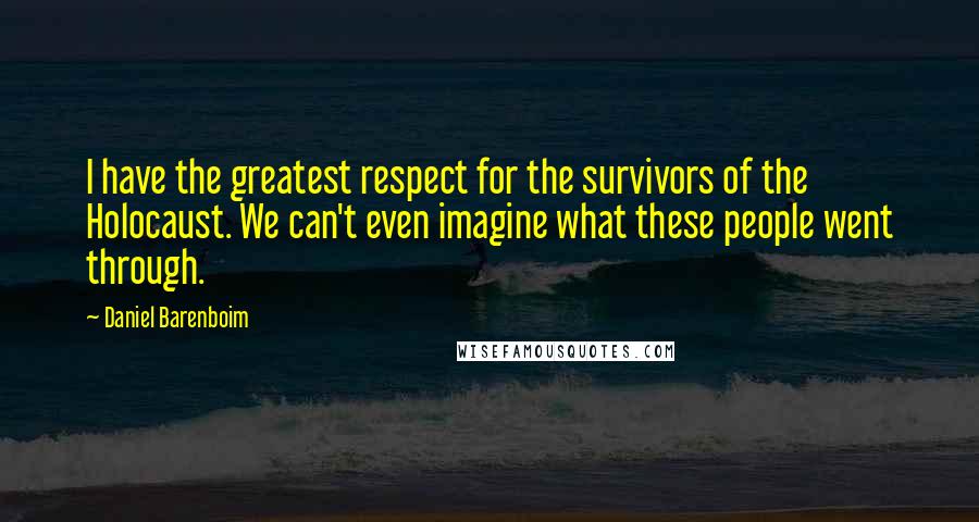 Daniel Barenboim Quotes: I have the greatest respect for the survivors of the Holocaust. We can't even imagine what these people went through.