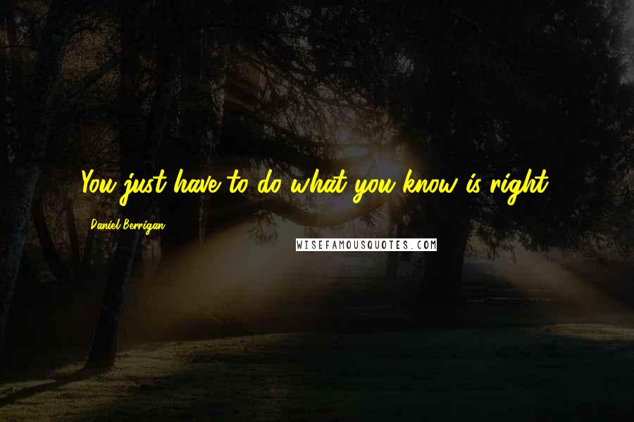 Daniel Berrigan Quotes: You just have to do what you know is right.