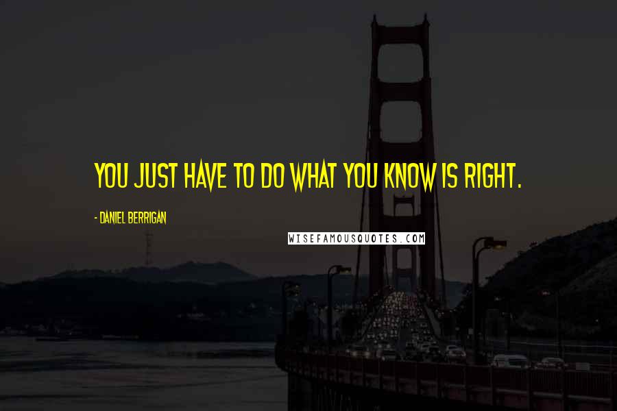 Daniel Berrigan Quotes: You just have to do what you know is right.