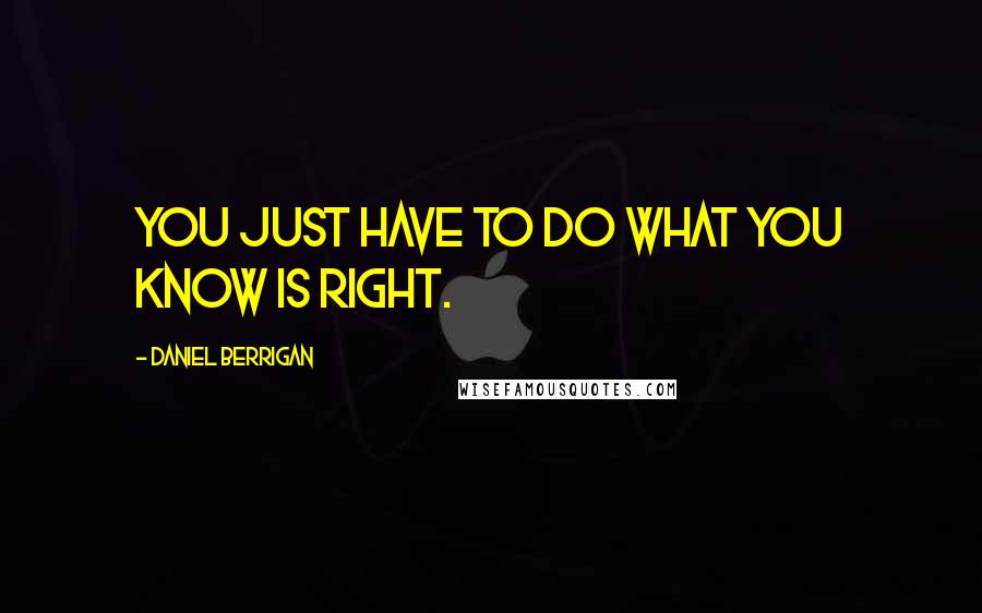 Daniel Berrigan Quotes: You just have to do what you know is right.