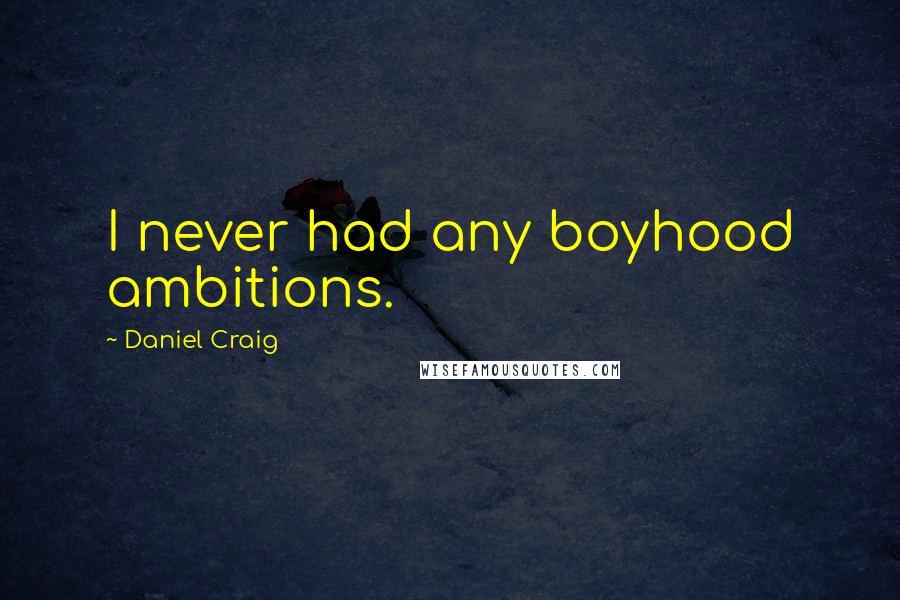 Daniel Craig Quotes: I never had any boyhood ambitions.