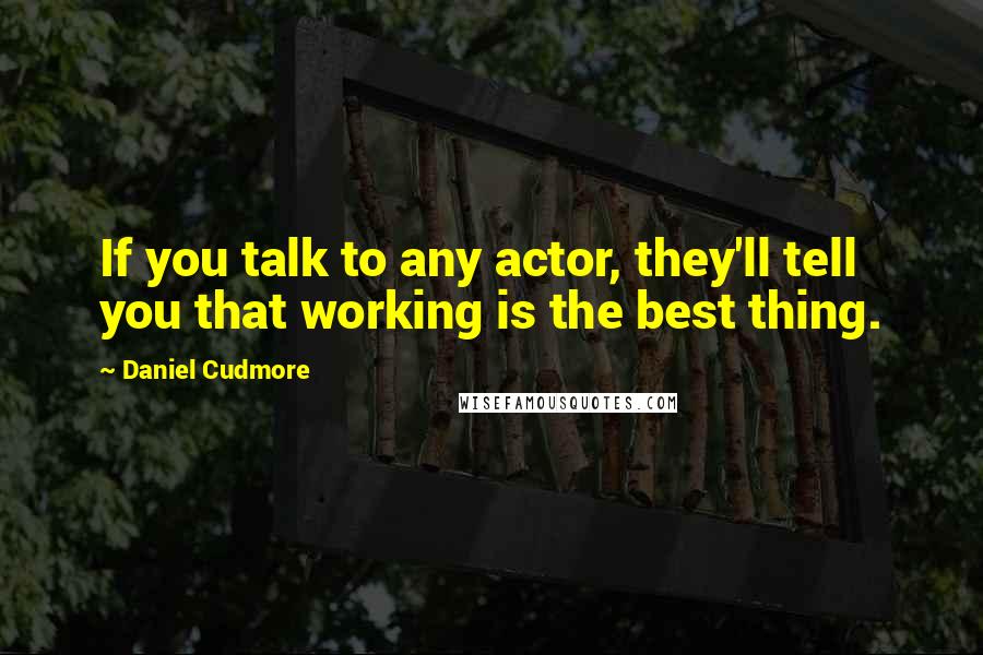 Daniel Cudmore Quotes: If you talk to any actor, they'll tell you that working is the best thing.