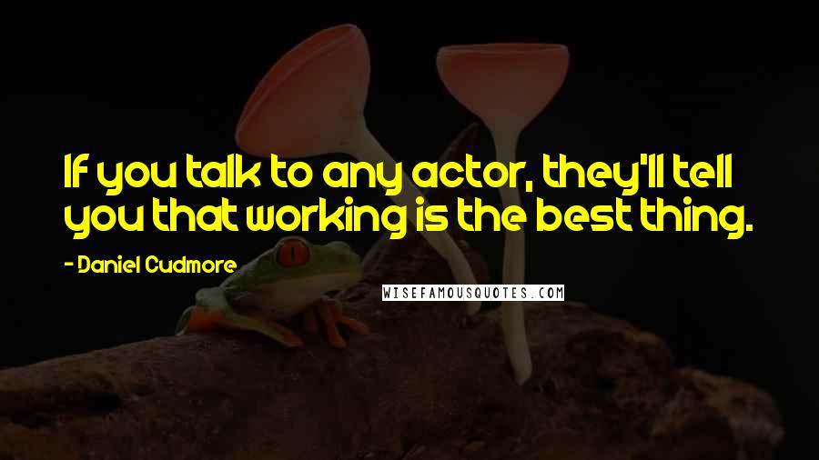 Daniel Cudmore Quotes: If you talk to any actor, they'll tell you that working is the best thing.